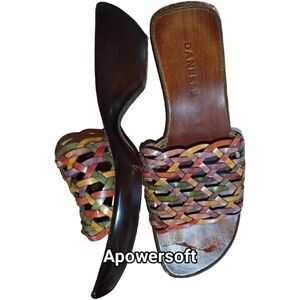 Woven Leather Slides